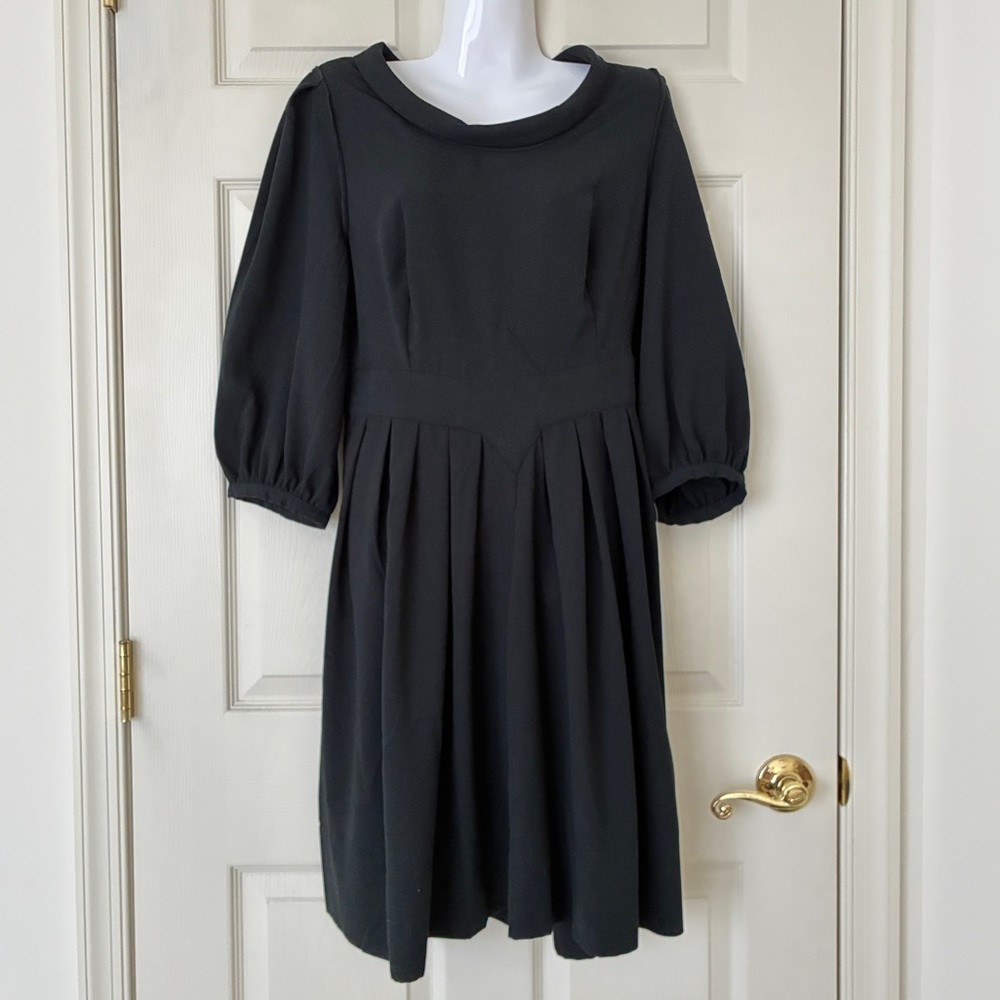 NWT GO International Black Crepe 3/4 Sleeve Dress Size 15 (Junior)